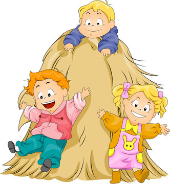 recommend clip art: Children playing in the Haystack