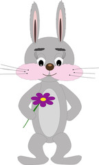 Shy Rabbit with Flower