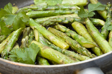 Asparagus in a pan