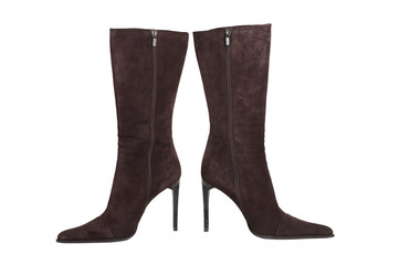 Brown fashion boot isolated on white