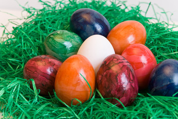Ostereier, Ostern, Nest, Gras