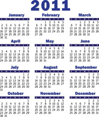 calendar for 2011