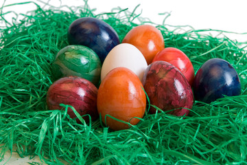 Ostereier, Ostern, Nest, Gras