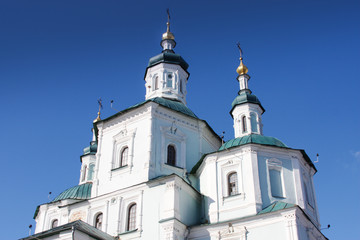 Fototapeta na wymiar cathedral on a background dark blue sky
