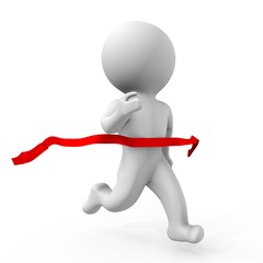 Human crossing the finishing line - a 3d image