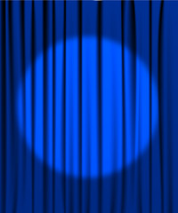 Blue curtain with a spotlight