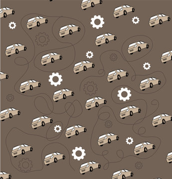 Cartoon car pattern. Vector background