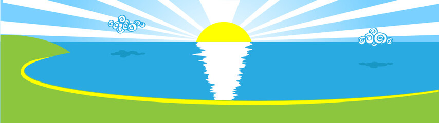 Solar summer mornings over the sea, bay kind