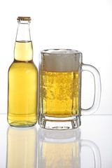 A pint of beer and a full bottle