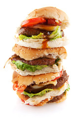 Stacked fat hamburgers