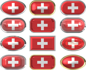 12 buttons of the Flag of Switzerland