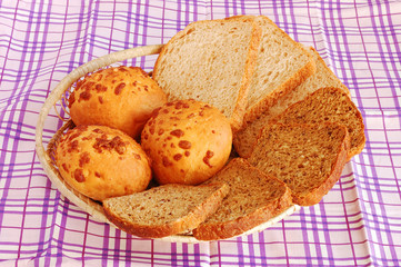 Different kinds of bread in a breadbin..