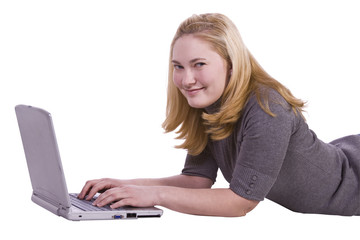 Beautiful Girl Working on Her Laptop