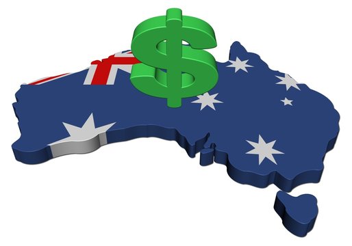 Australia Map Flag With Dollar Symbol Illustration