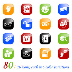 Social media & blog icons with reflection, color series