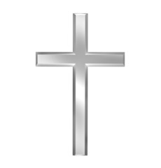 Cristian silver cross isolated on white background in 3D