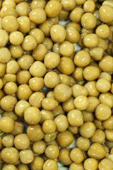 Closeup of fresh canned peas with selective focus