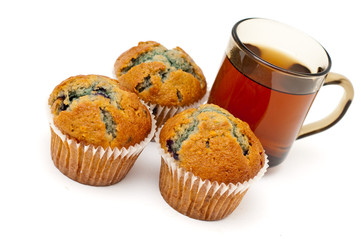 Blueberry muffins and tea