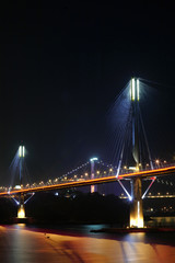 Ting Kau Bridge at night, in Hong Kong.