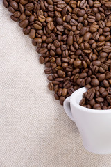 ceramic cup, coffee and textile