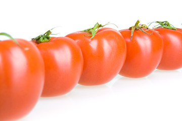 Tomatoes isolated on white background.