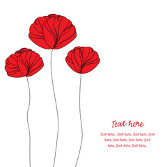 Card with elegant red poppies