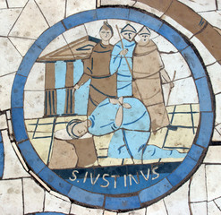 Saint Justin Martyr, mosaic,  Mount of Beatitudes