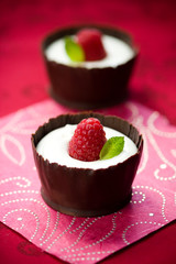 chocolate mousse with raspberry