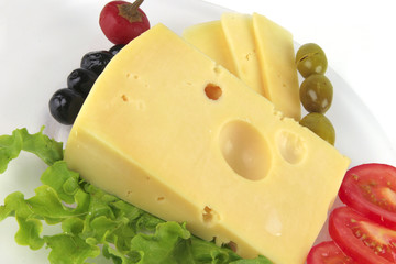 cheese and vegetables on dish