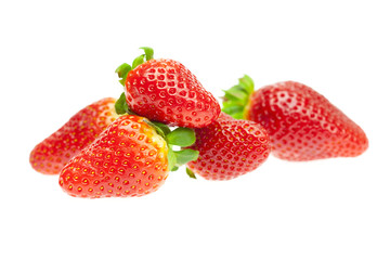 juicy strawberries isolated on white