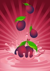 Tasty plum in yoghurt