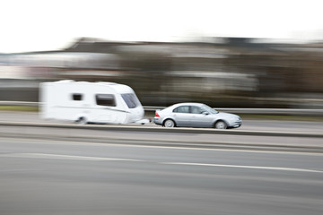 family car with caravan