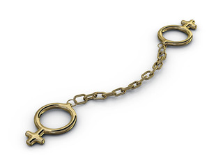 Fototapeta na wymiar Male female symbol with a chain