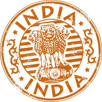 Grunge stamp with India symbol and the word India