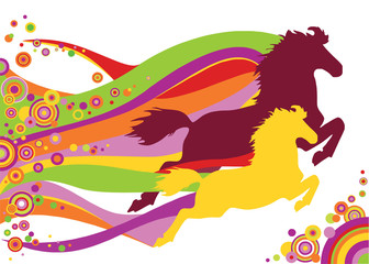 vector background with horses