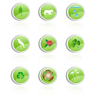 Ecology icons, green collection