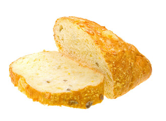 Sliced loaf of bread isolated on white