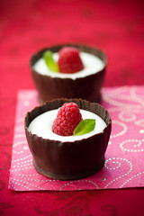 chocolate mousse with raspberry