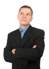 pensive young business man