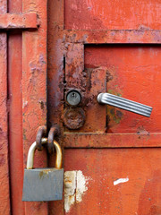 old abandoned door with lock
