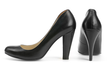 Black women shoes isolated on white background.