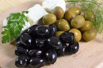 black and green olives