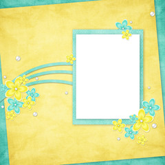 Holiday card from flowers and pearl on the abstract background