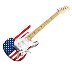 US flag electric guitar in 3d
