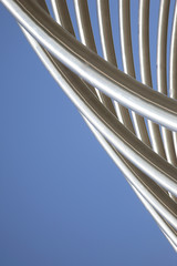 Curved Stainless Steel Tubes and Blue Sky