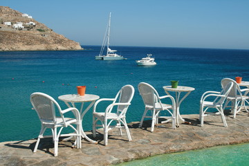 Mikonos, view from bar Superparadise