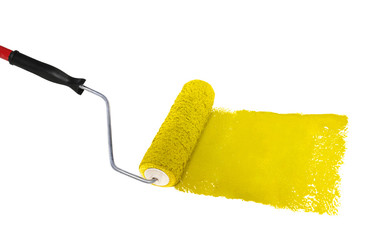 Roller With Yellow Paint