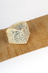 closeup with moldy cheese isolated