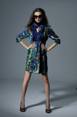 Fashion model on gray