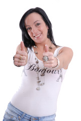 Happy young women thumbs up © Warren Millar